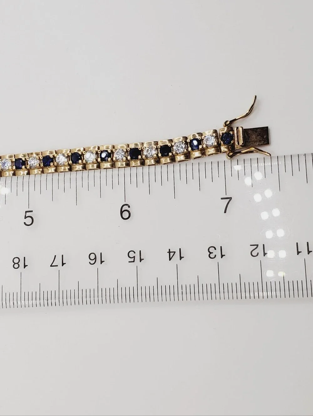 Classic Yellow Gold - 925 Sterling Silver Blue Sapphire Tennis Bracelet